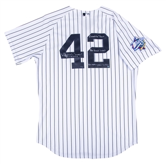 Mariano Rivera Signed New York Yankees Home Jersey with "I Want to Thank the Good Lord for Making me a Yankee" and "1999 WS MVP" Inscriptions LE 9/42 (Steiner)